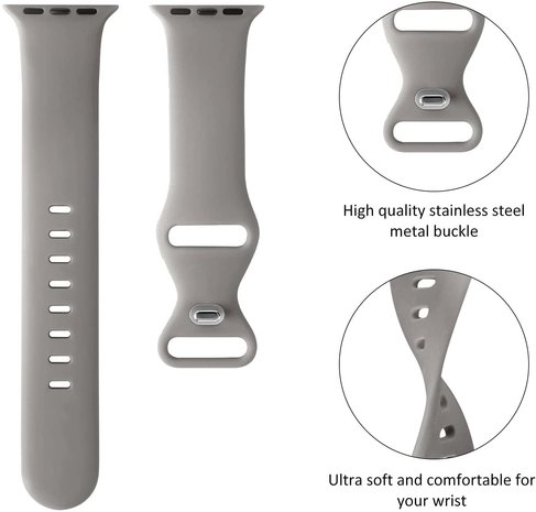 Pack 2 Bracelets Silicone Apple Watch Noir et Gris
