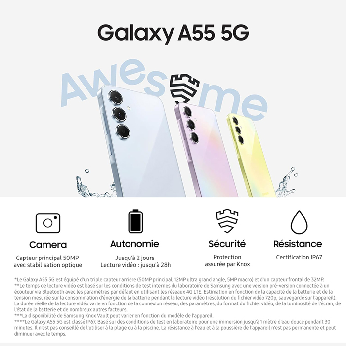 Samsung Galaxy A55 5G Bleu 256Go