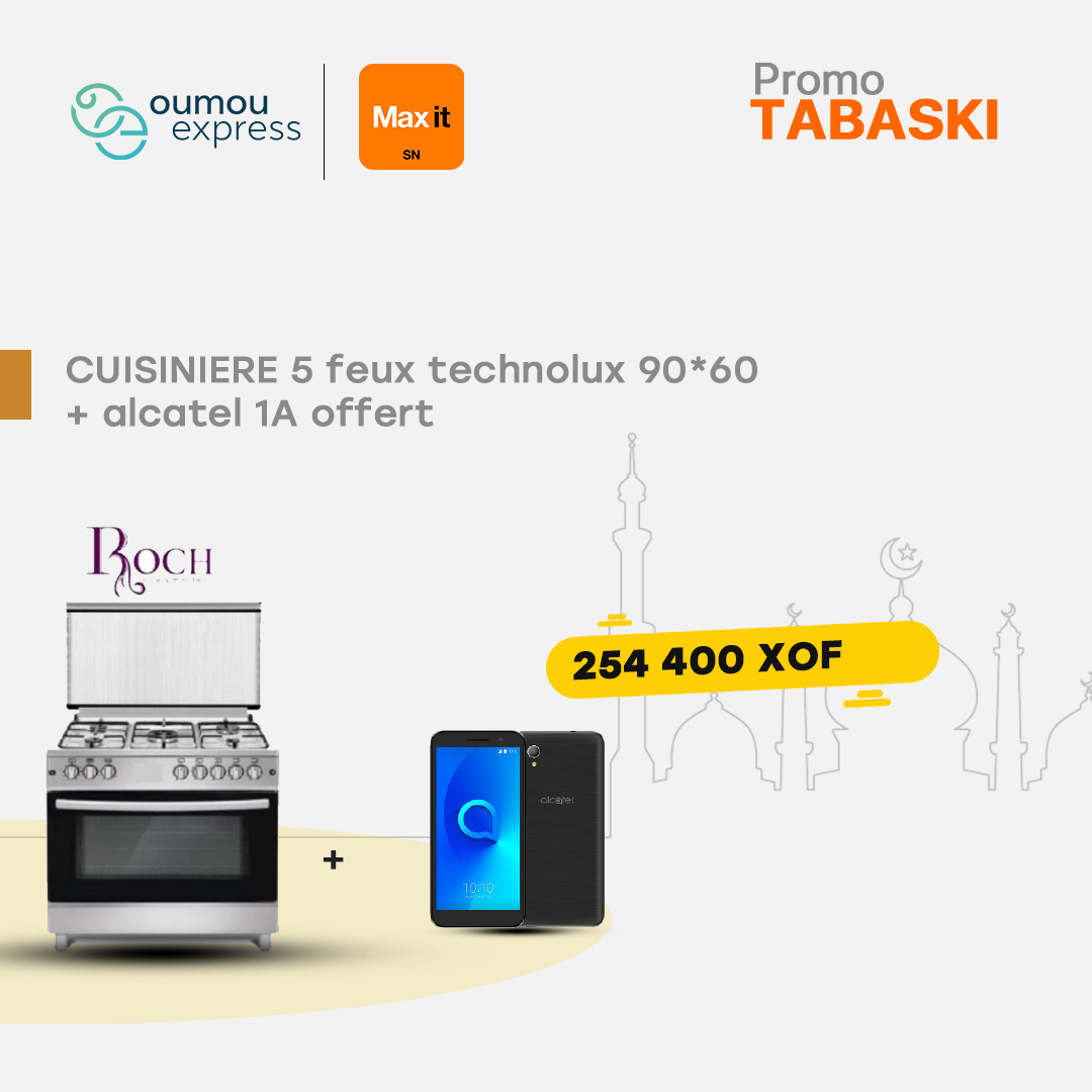 Roch Cuisiniére 5 feux Roch inox + Alcatel 1A By OumouGroup