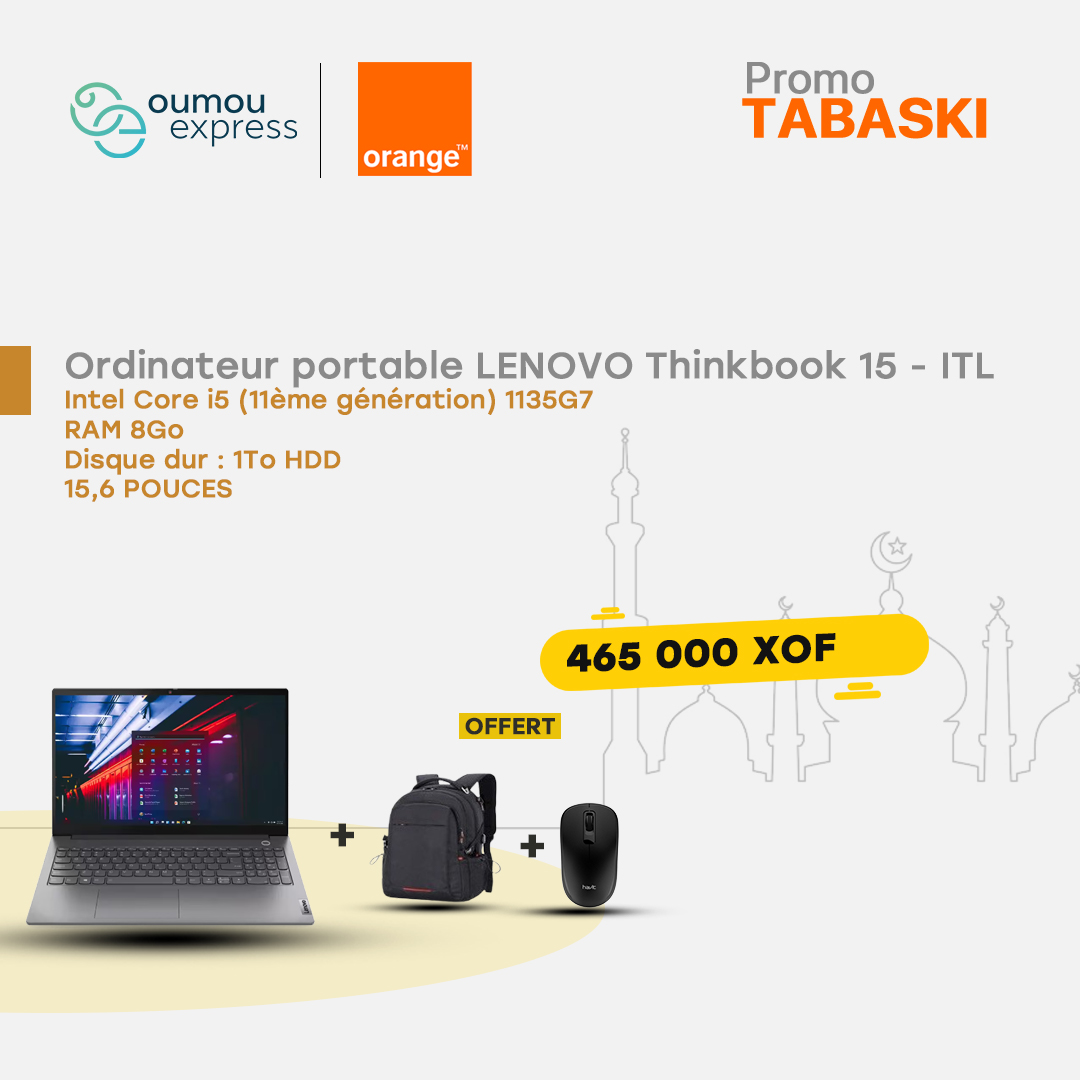 Lenovo Ordinateur portable Lenovo Thinkbook 15 3420 8Go 1To By OumouGroup