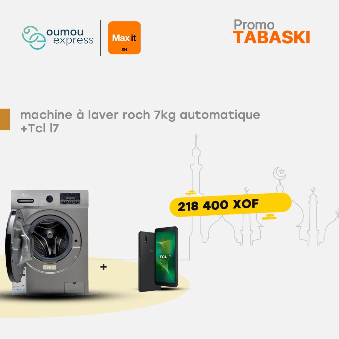 Machine a laver Roch 7Kg automatique + Tcl L7 By OumouGroup
