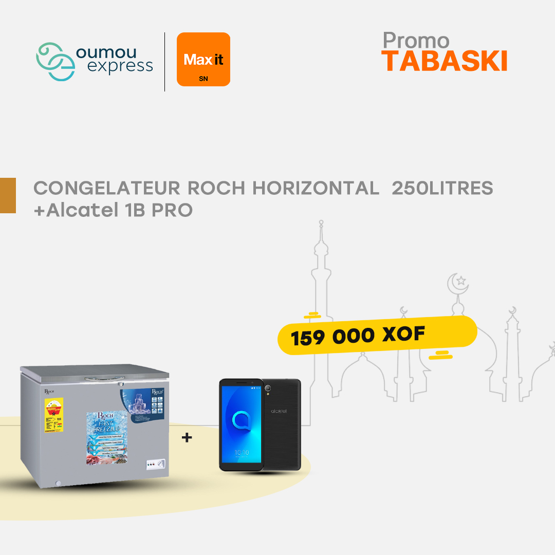 Roch Congelateur Roch horizontal 250Litres + Alcatel 1B Pro By OumouGroup