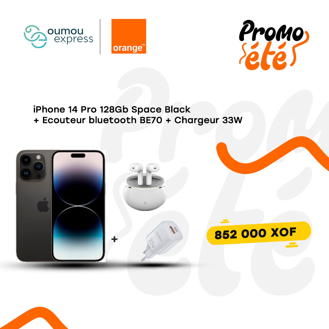 Apple iPhone 14 Pro 128Gb+ Ecouteur Bluetooth + Chargeur By OumouGroup