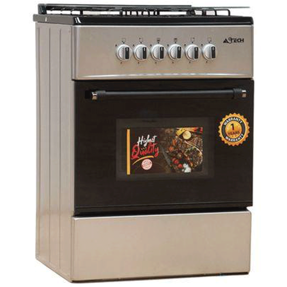 Astech Cuisiniére 4feux 60x60 à Gaz inox avec Four CSI60MS By Digital Stores