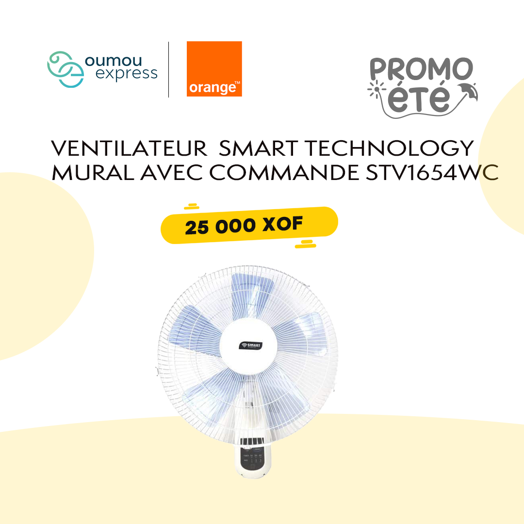 Ventilateur smart technology mural avec commande STV1654WC by OumouGroup