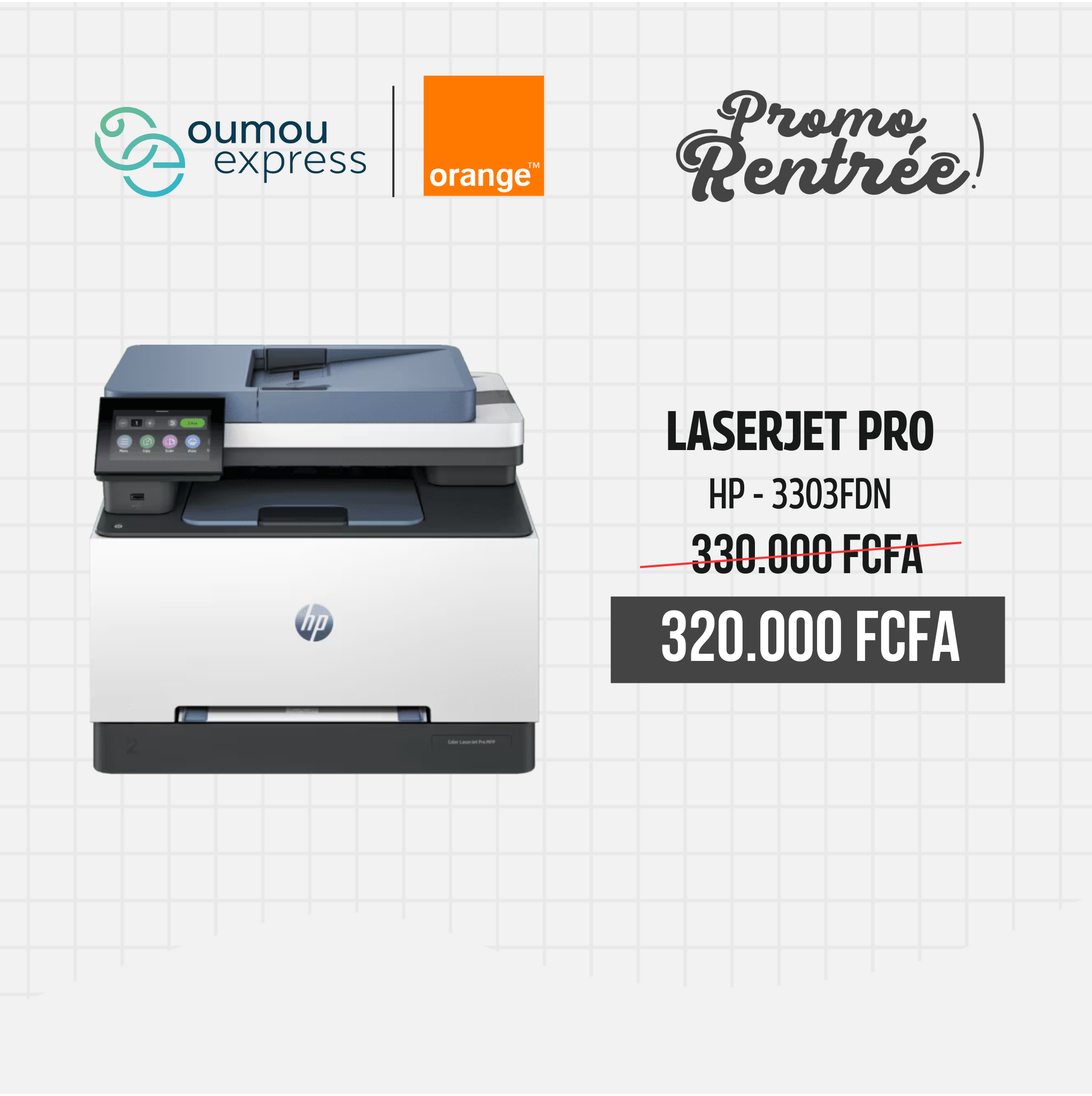 Imprimante multifonction HP Color laserjet pro 3303FDN Blanc