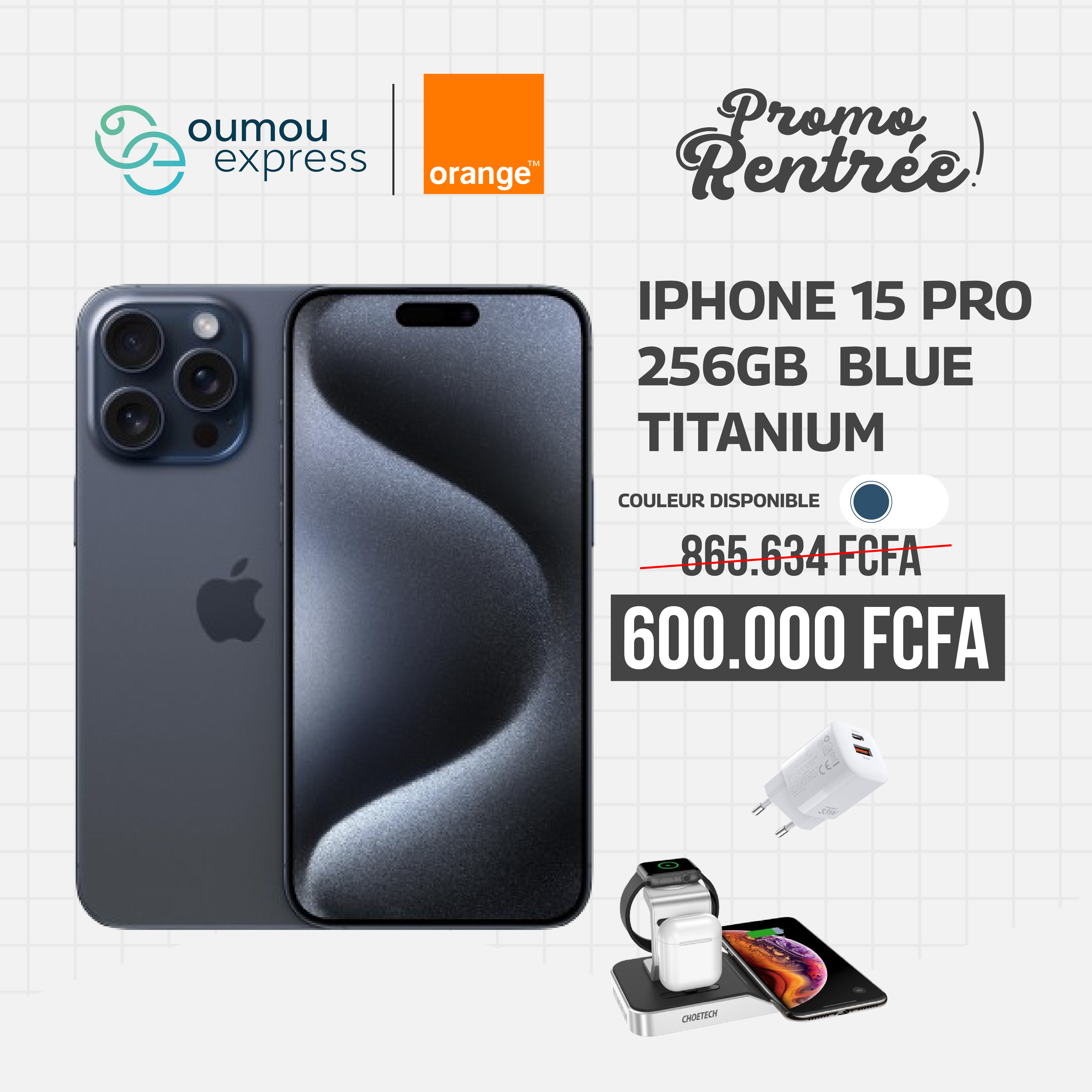iPhone 15 Pro bleu 256Go by OumouGroup