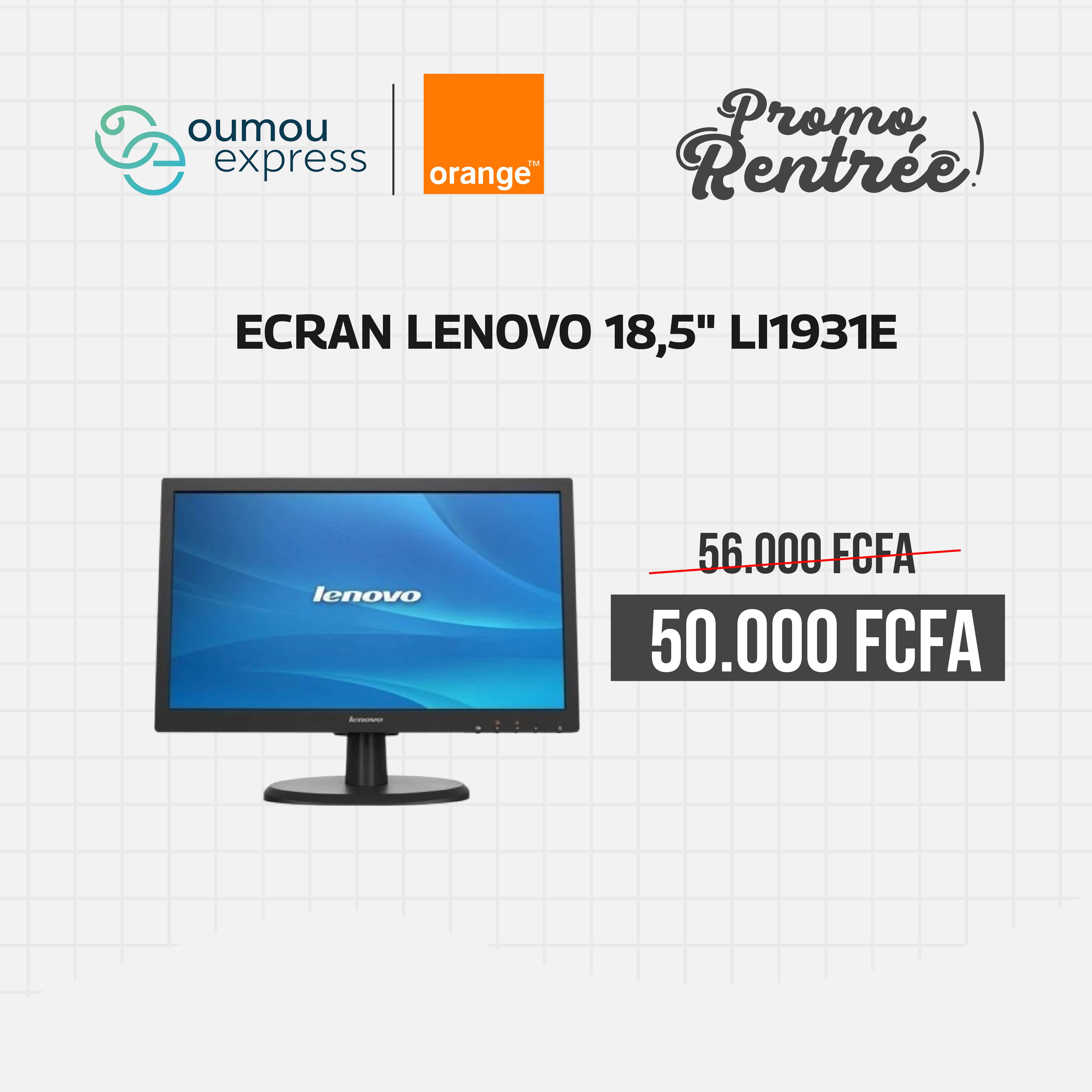 Ecran ordinateur lenovo18,5" LI1931E Noir by OumouGroup