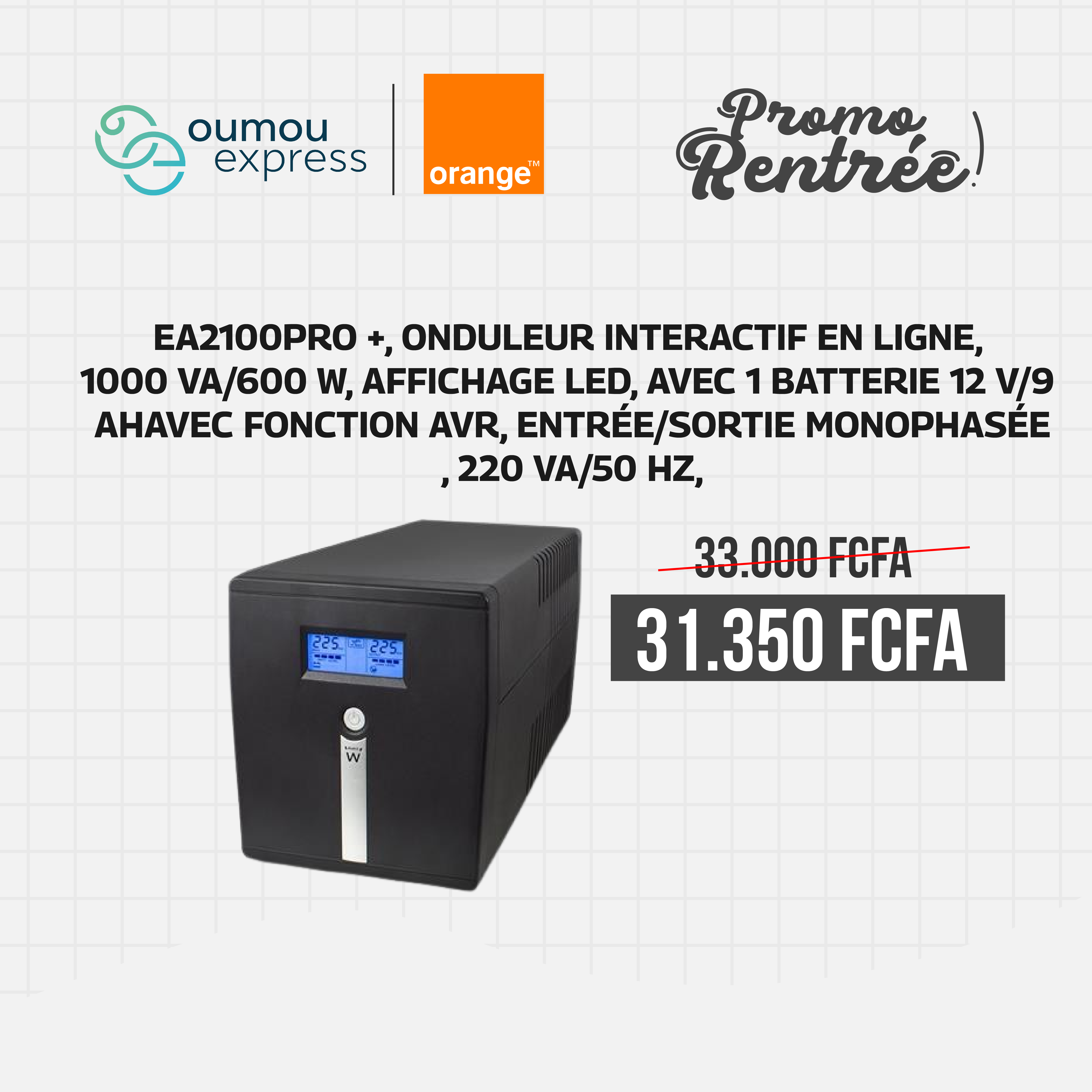 OumouGroup Onduleur interactif en ligne 1000 VA/600 W EA2100Pro  by OumouGroup