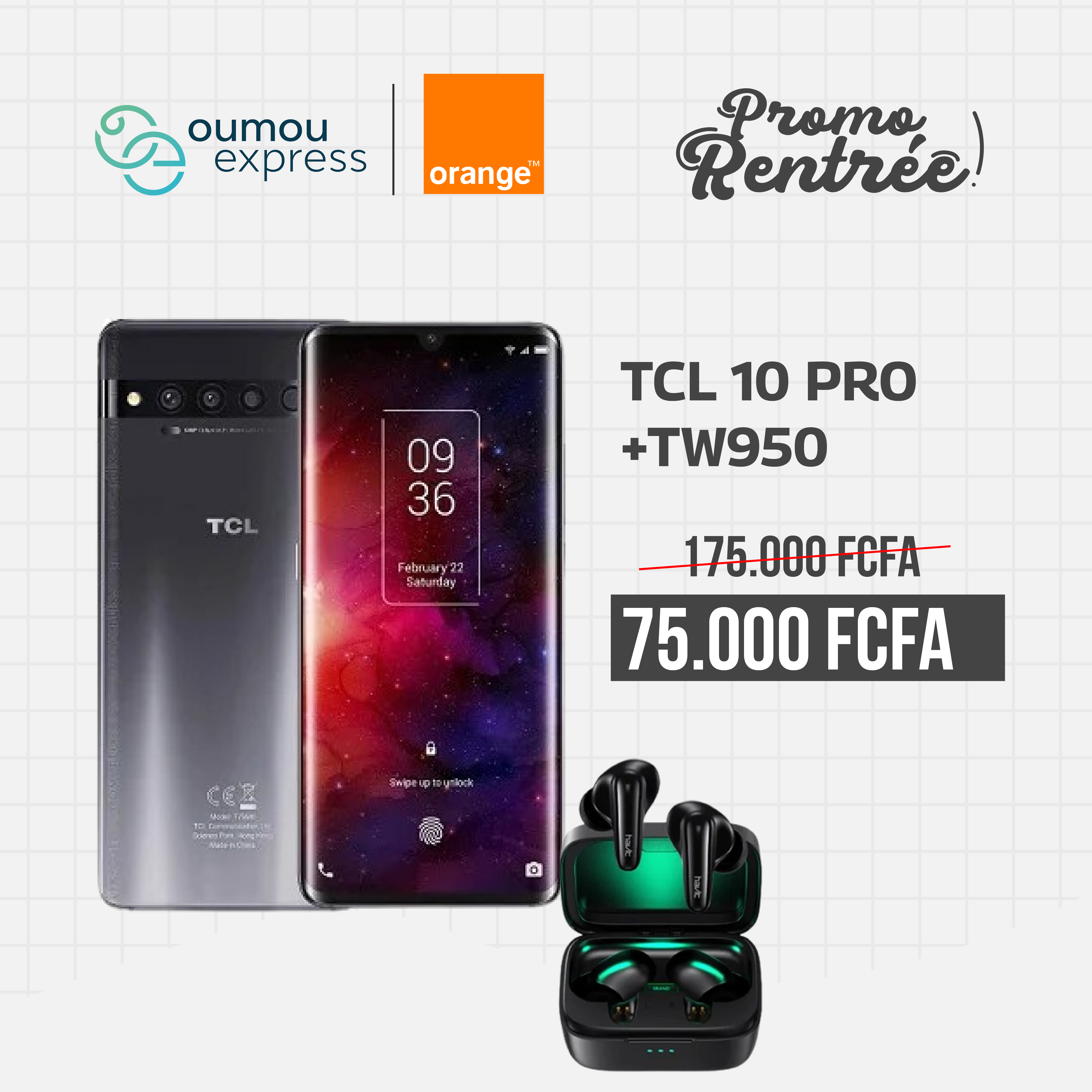 TCL Smartphone TCL 10 Pro + Ecouteurs bluetooth TW950 By OumouGroup