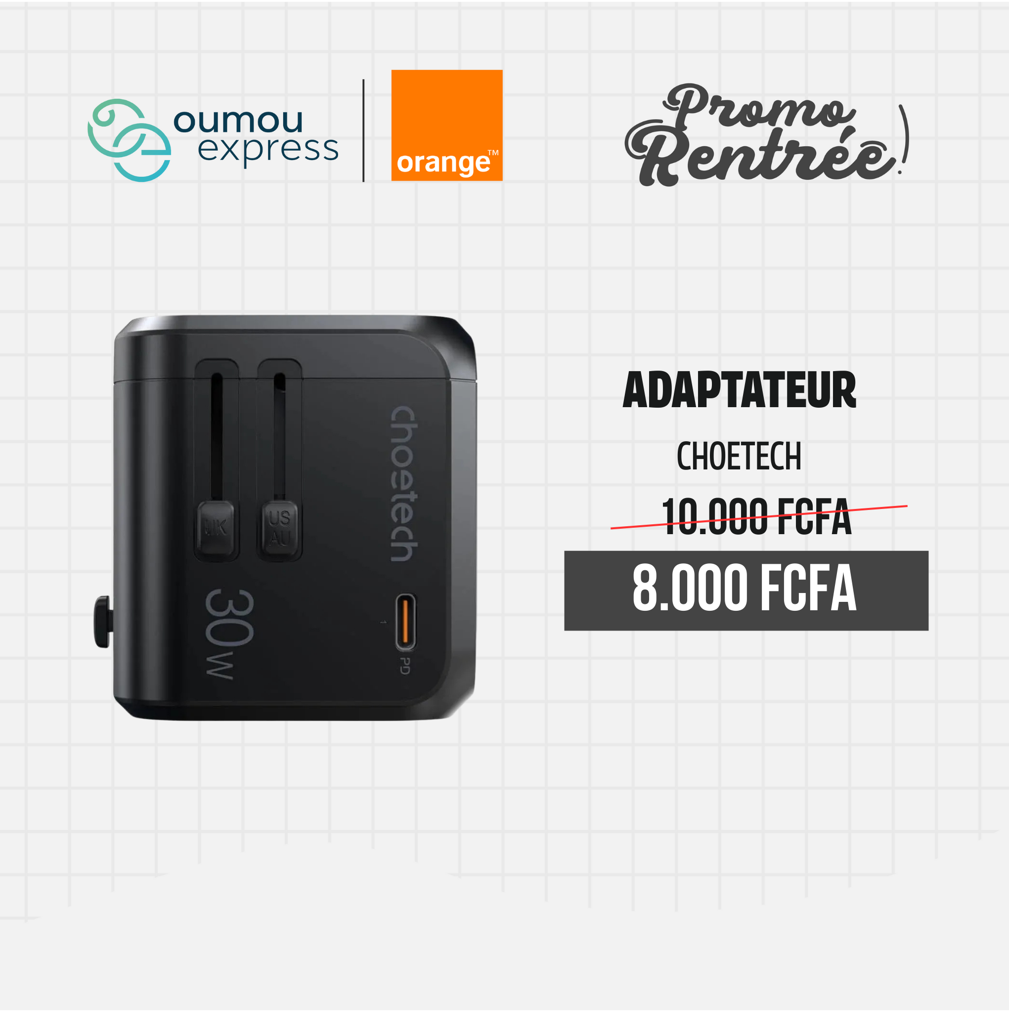 Choetech Adaptateur chargeur multiports 30W By OumouGroup