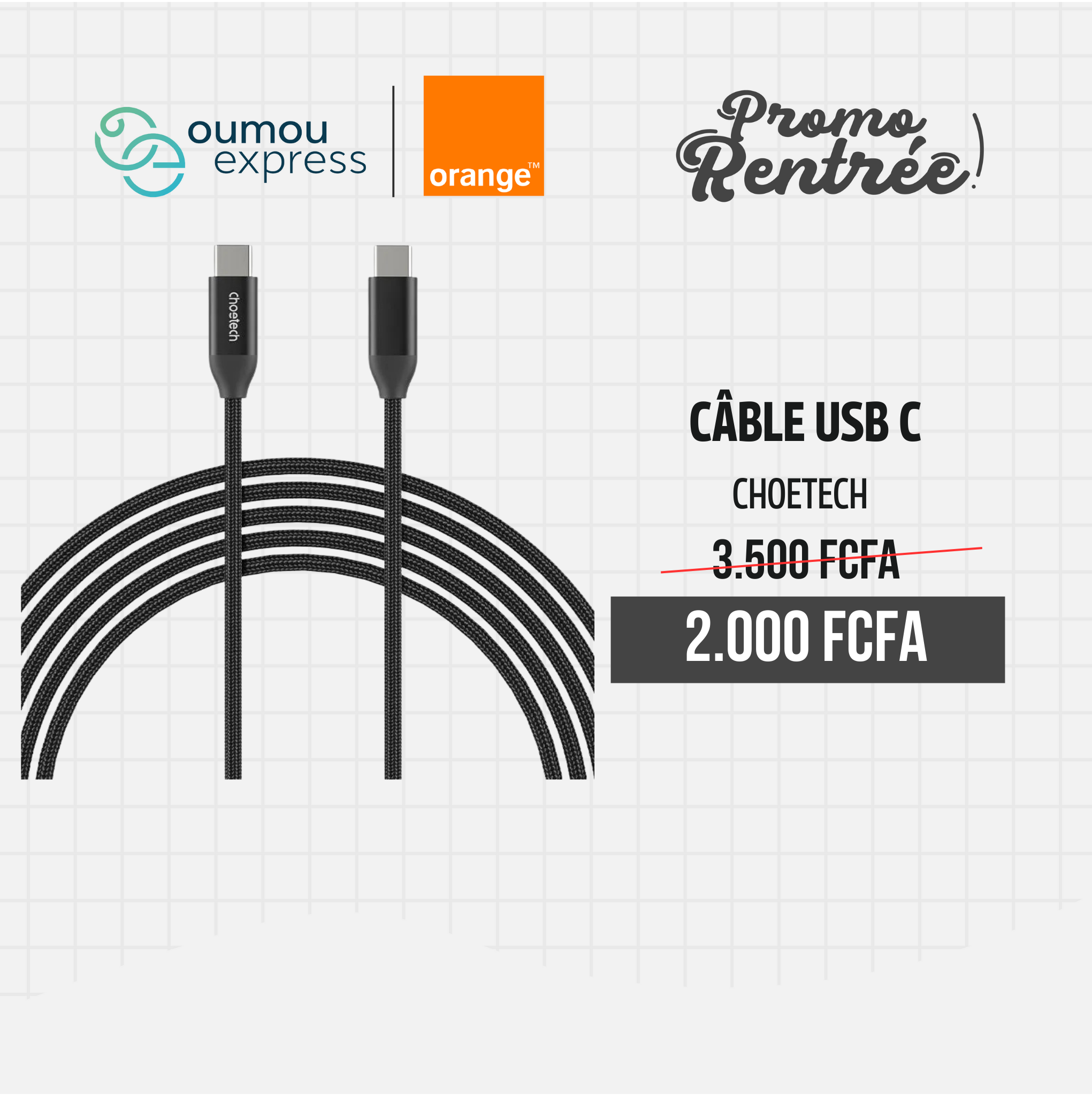 Câble chargeur USB-C vers USB-C By OumouGroup