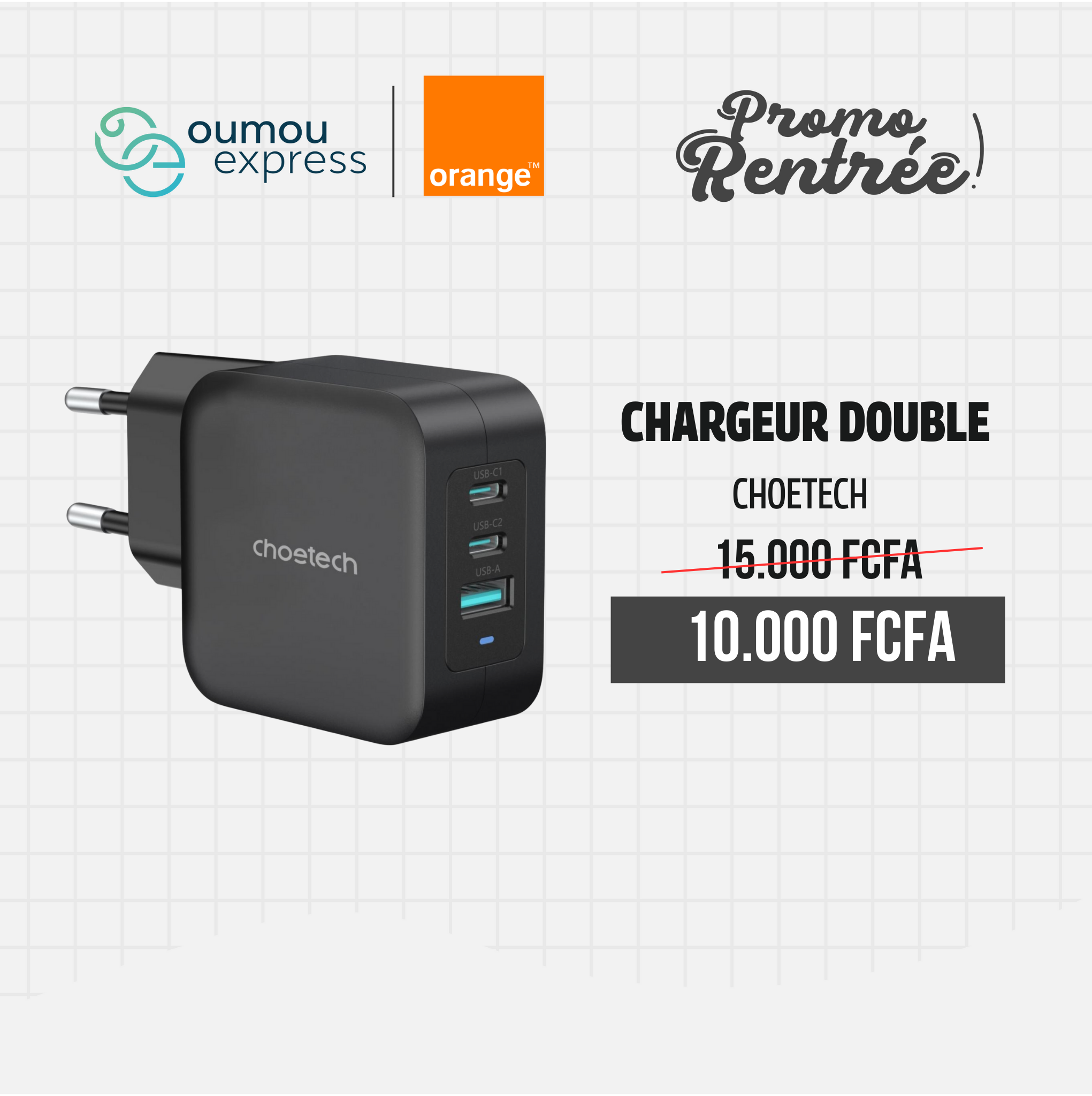 Choetech Chargeur Dual type C By OumouGroup