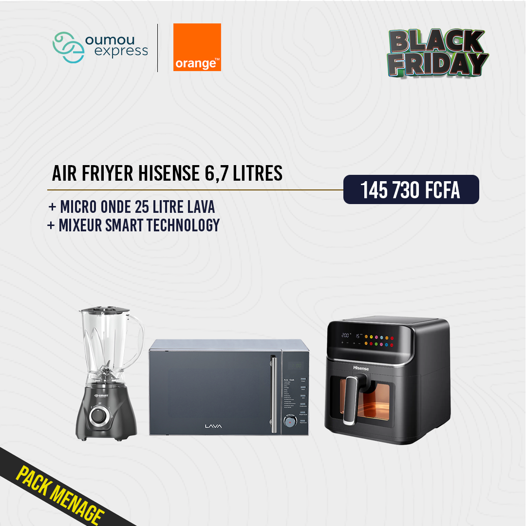 OumouGroup Pack Cuisine : Micro-ondes LAVA 25L + Air Fryer + Mixeur Smart Tech 1,5LBy OumouGroup