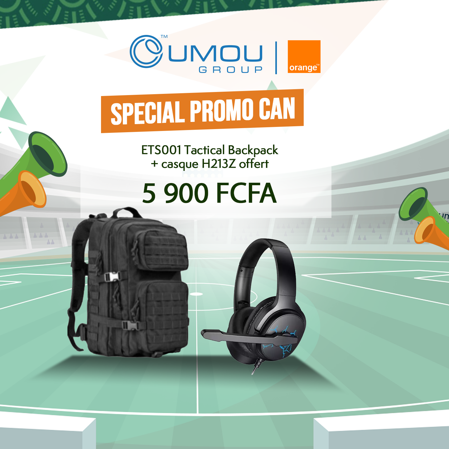 OumouGroup Sac à dos Tactical Backpack ETS001 + casque H213Z offert By Oumougroup