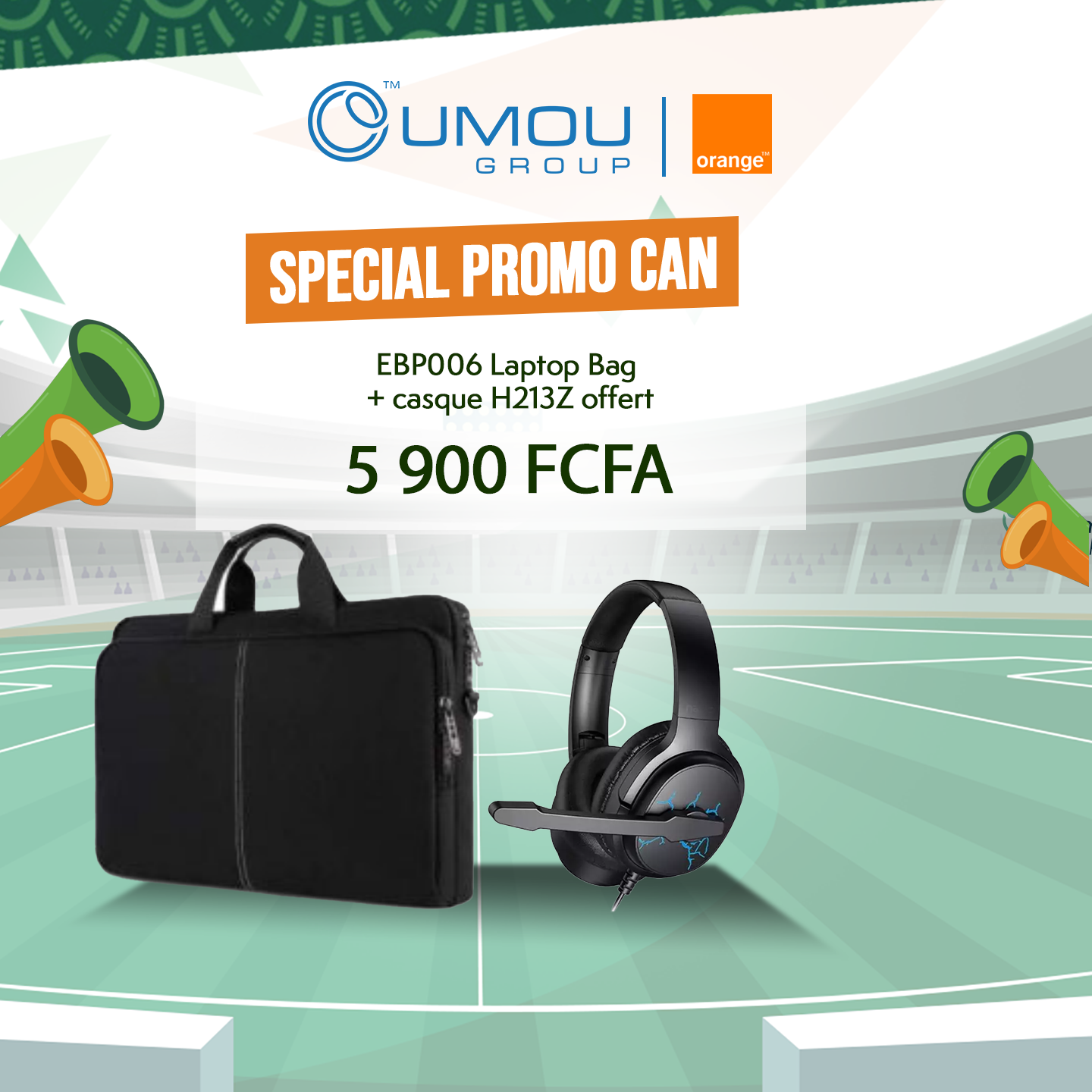 Sac ordinateur EBP006 Laptop Bag + casque H213Z offert By oumougroup