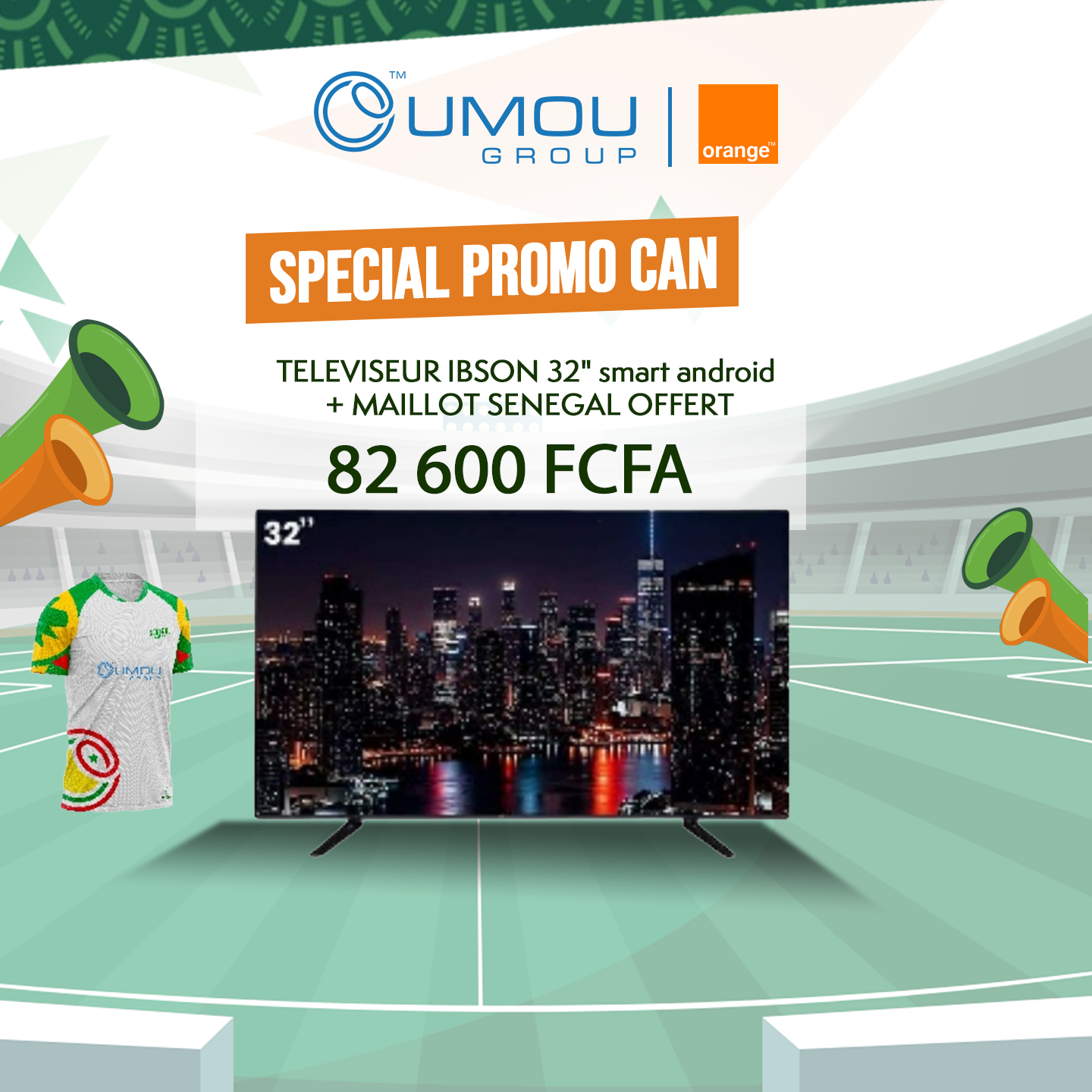 Hisense TELEVISEUR IBSON 32" smart android  + maillot Senegal offert  By OumouGroup