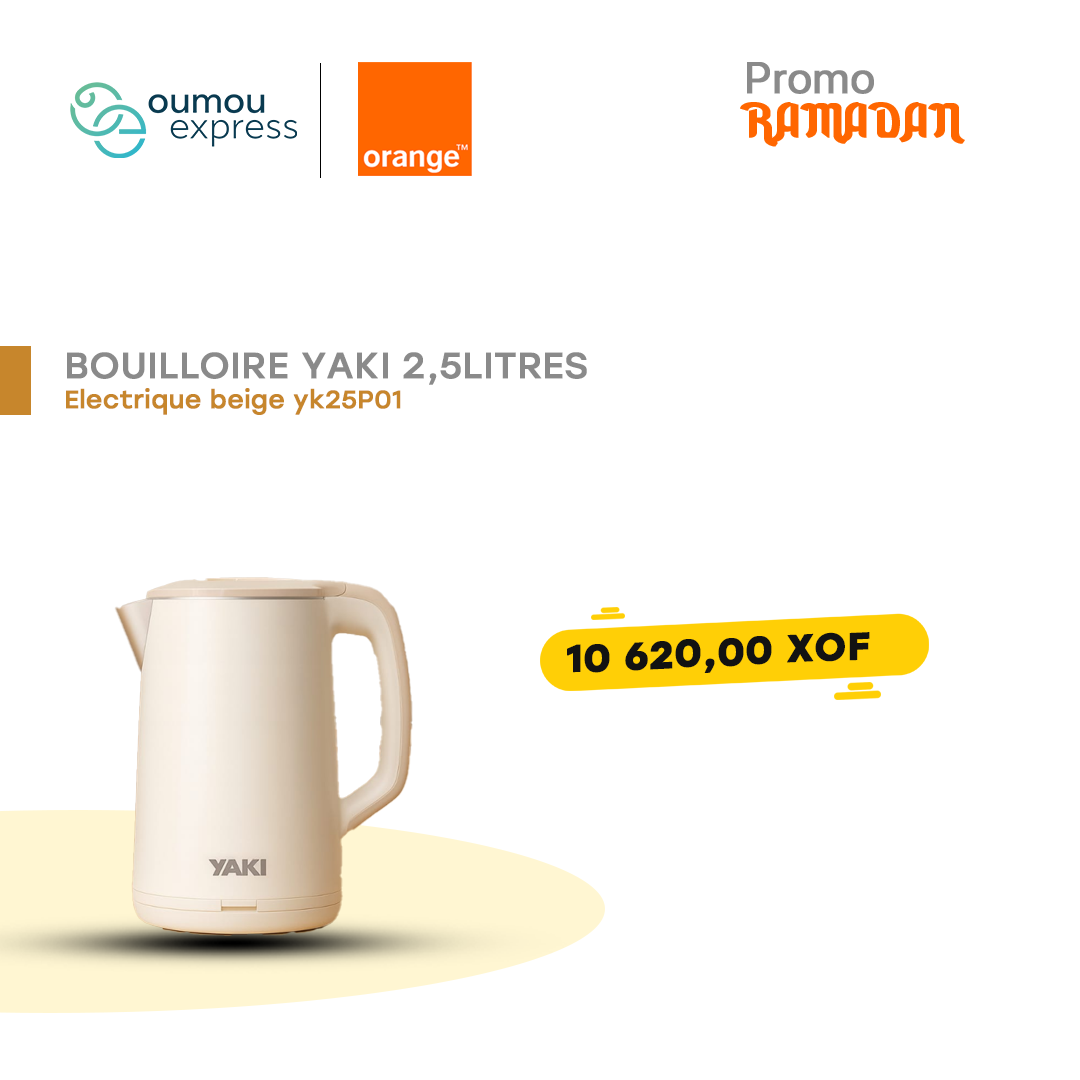 Bouilloire yaki 2,5litres electrique beige yk25p01 by oumougroup
