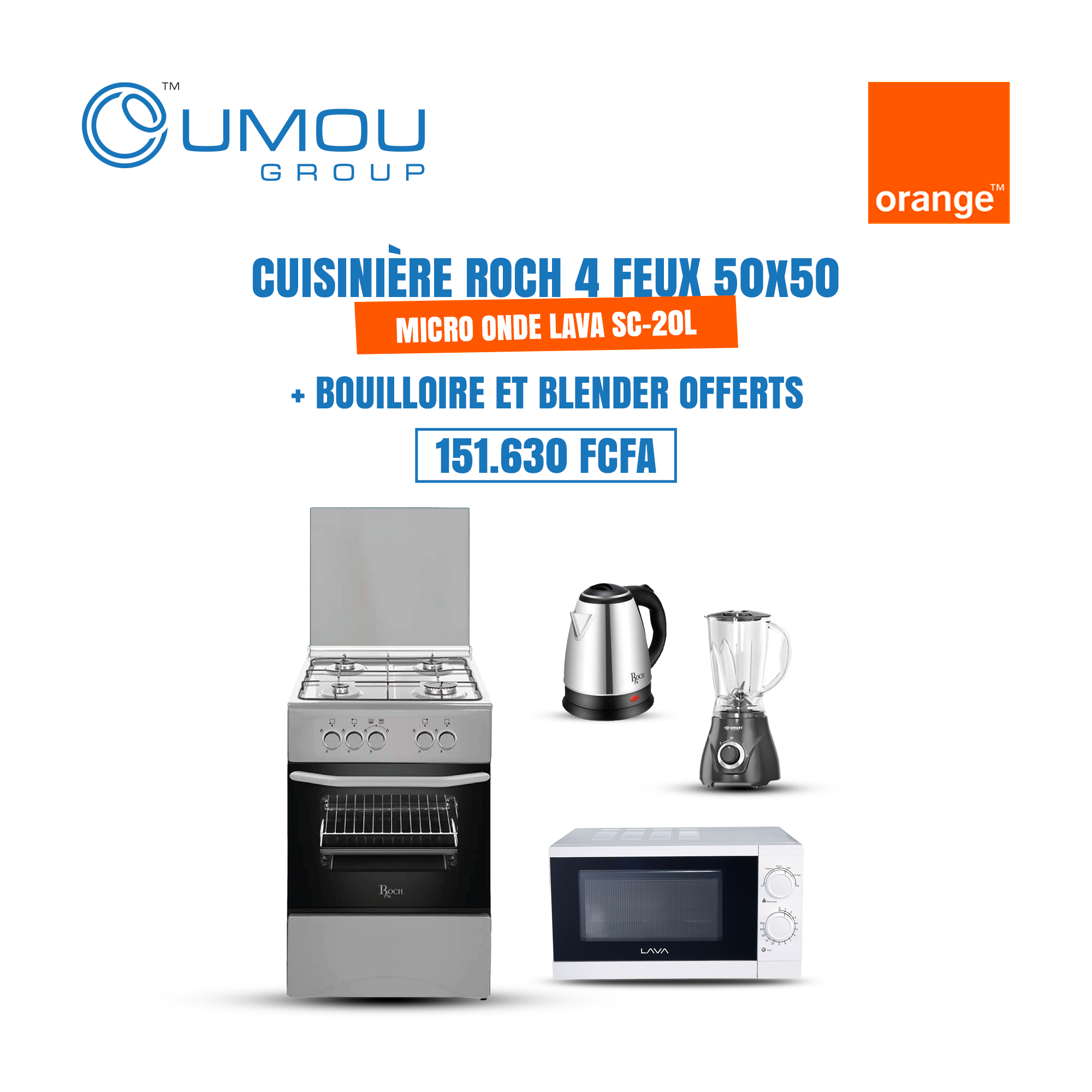 Roch Cuisinière 4 Feux avec Micro-ondes Offerts by OumouGroup