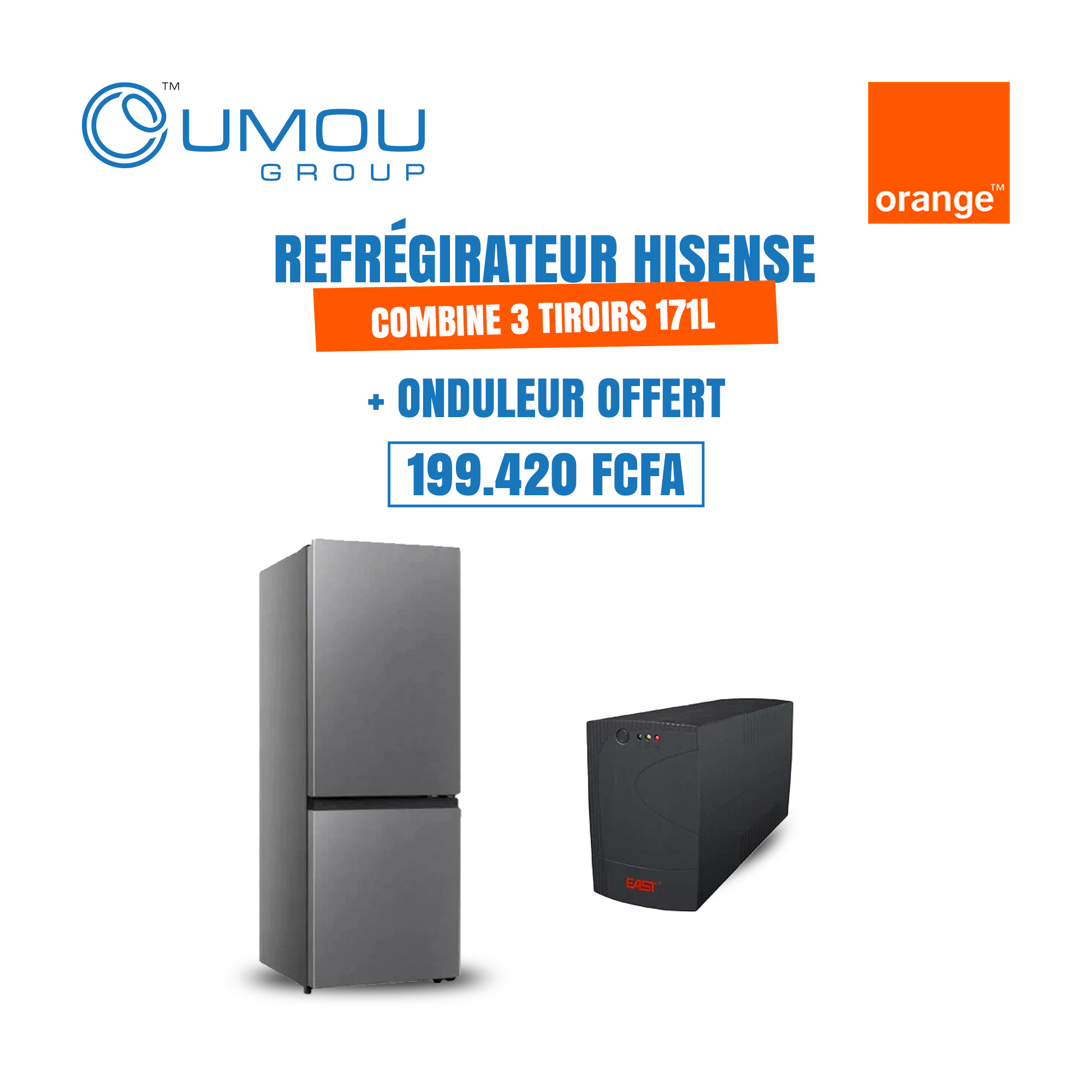 Hisense Réfrigérateur Combiné 171 Litres 3 Tiroirs avec Onduleur Offert by OumouGroup