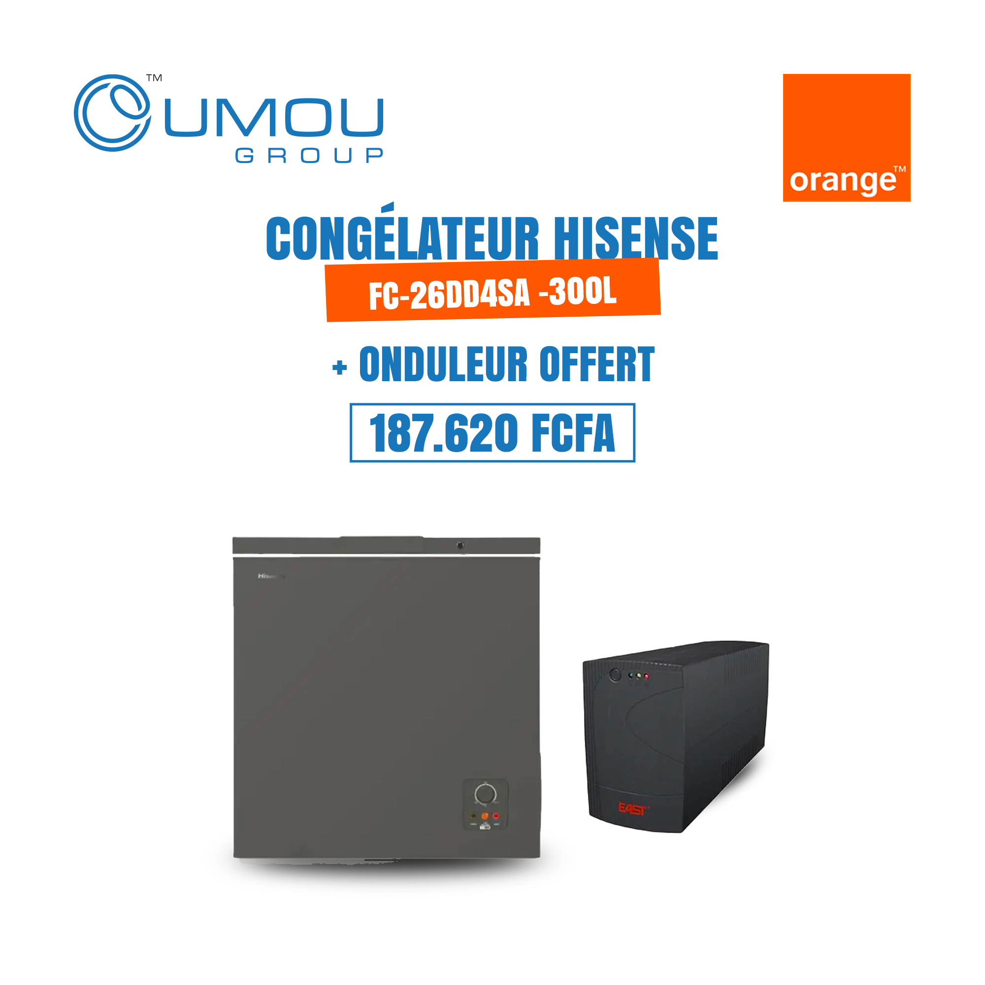 Hisense Congélateur 300 Litres Horizontal avec Onduleur Offert by OumouGroup