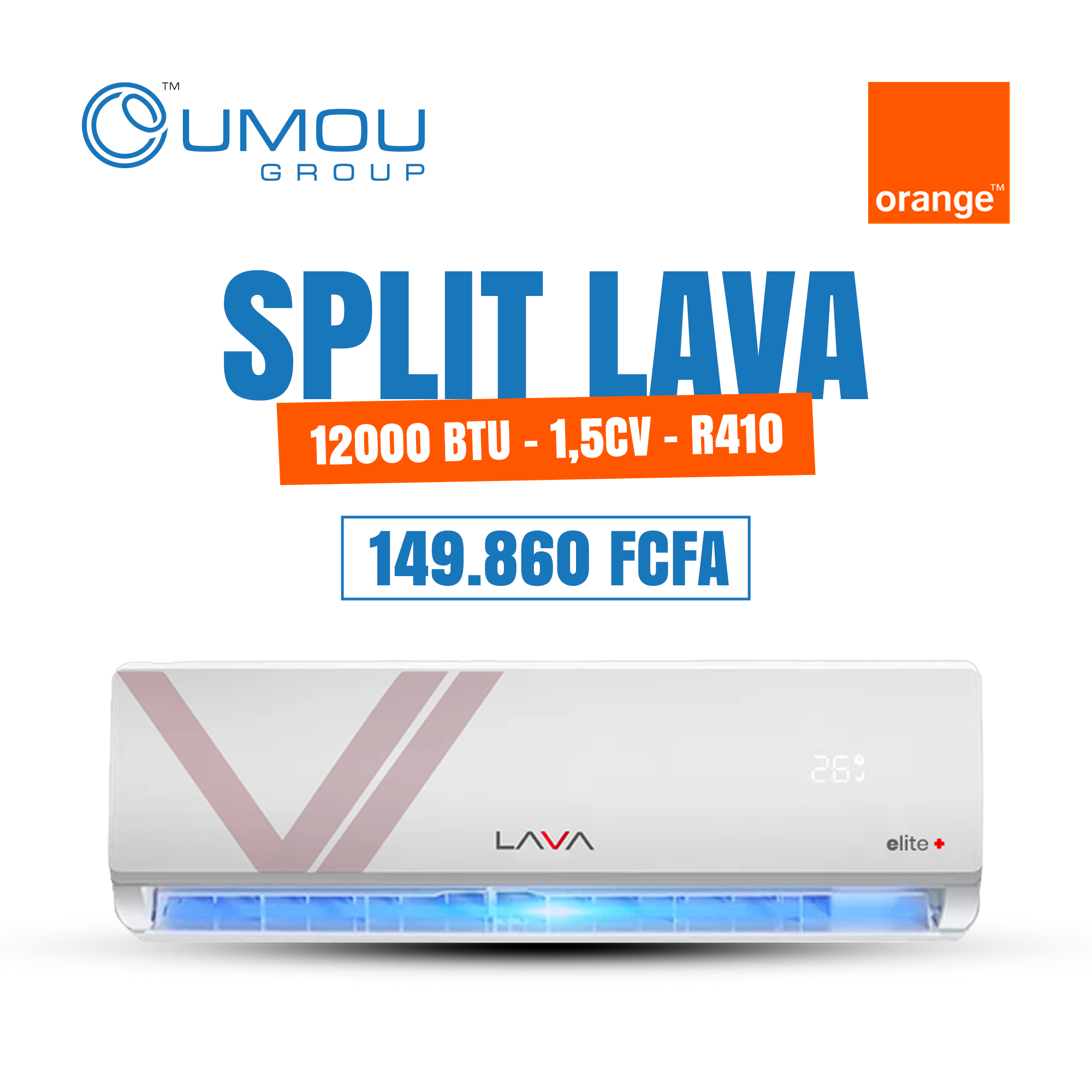 Lava Climatiseur Split 12000 BTU 1,5 CV R410 by Oumou Group