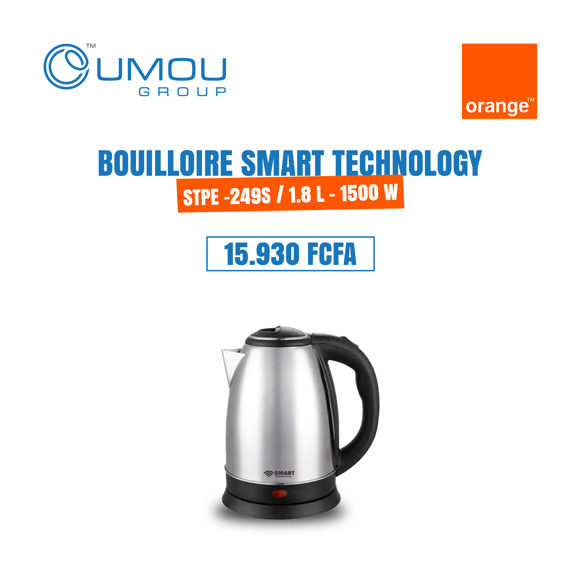 Bouilloire Électrique Smart Technology en Acier Inoxydable  by OumouGroup