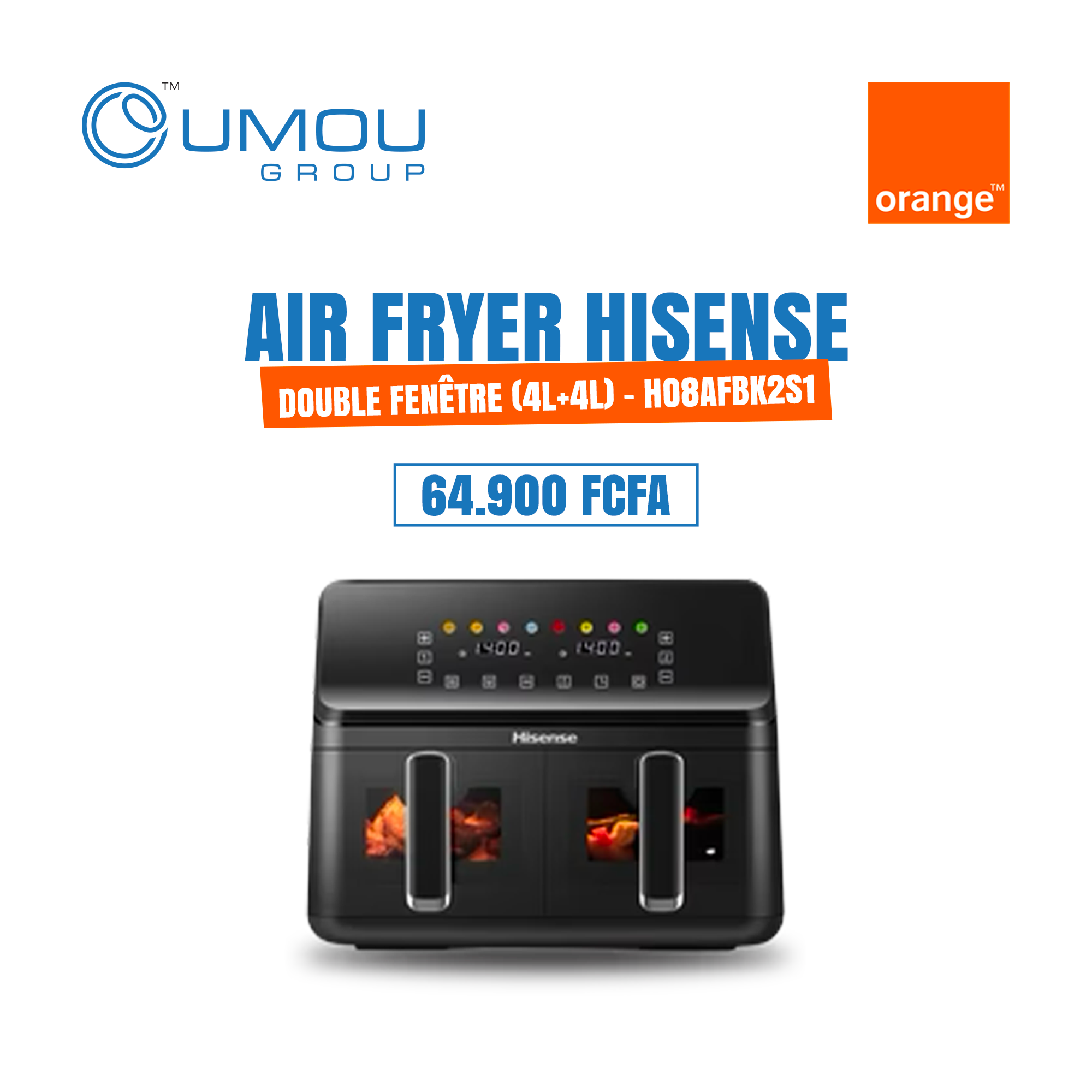 OumouGroup Air Fryer Double Cuve 4L + 4L avec Fenêtre de Visualisation by OumouGroup