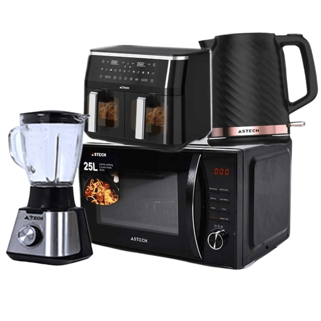 Astech Pack Waanu Magal : Air Fryer 10L ASTECH AF010B-XB + Micro-ondes 20L 20MAD4 + Bouilloire & Mixeur BLO6N-BK by Astech