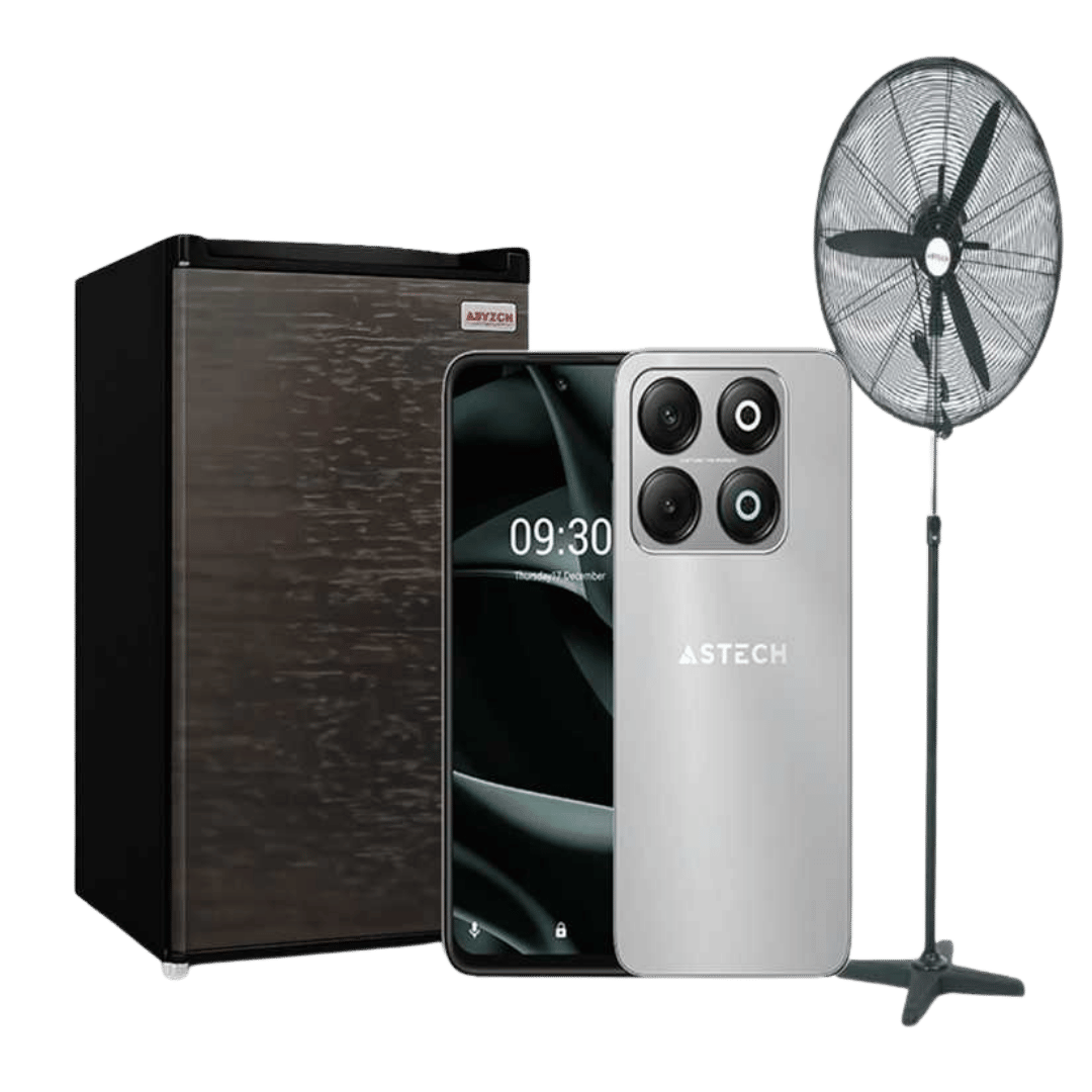 Astech Pack Ila Touba : Réfrigérateur Mini Bar 50L + Ventilateur + Smartphone Neo 128Go by Astech