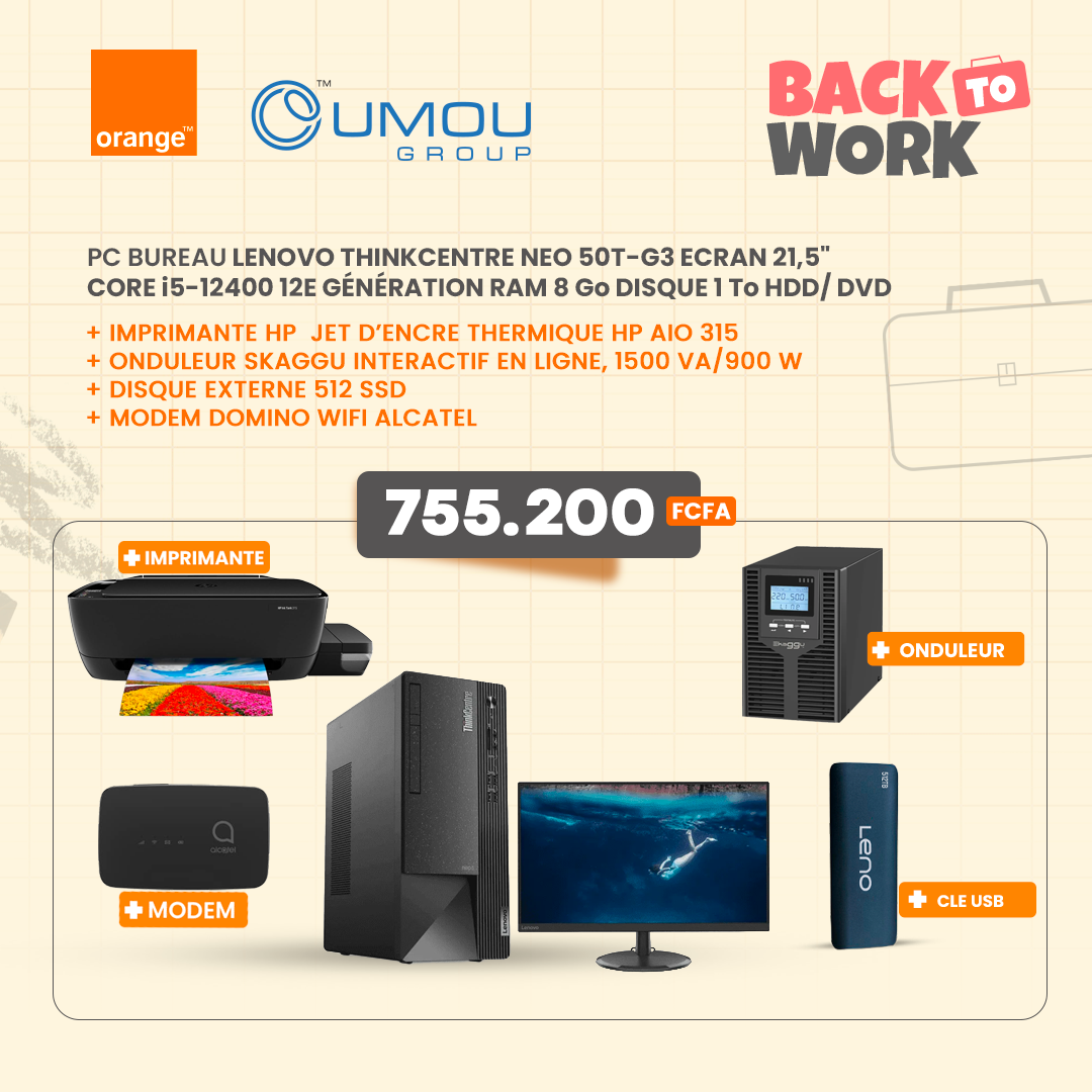 Lenovo PC Bureau Lenovo ThinkCentre Neo 50T-G3 By OumouGroup