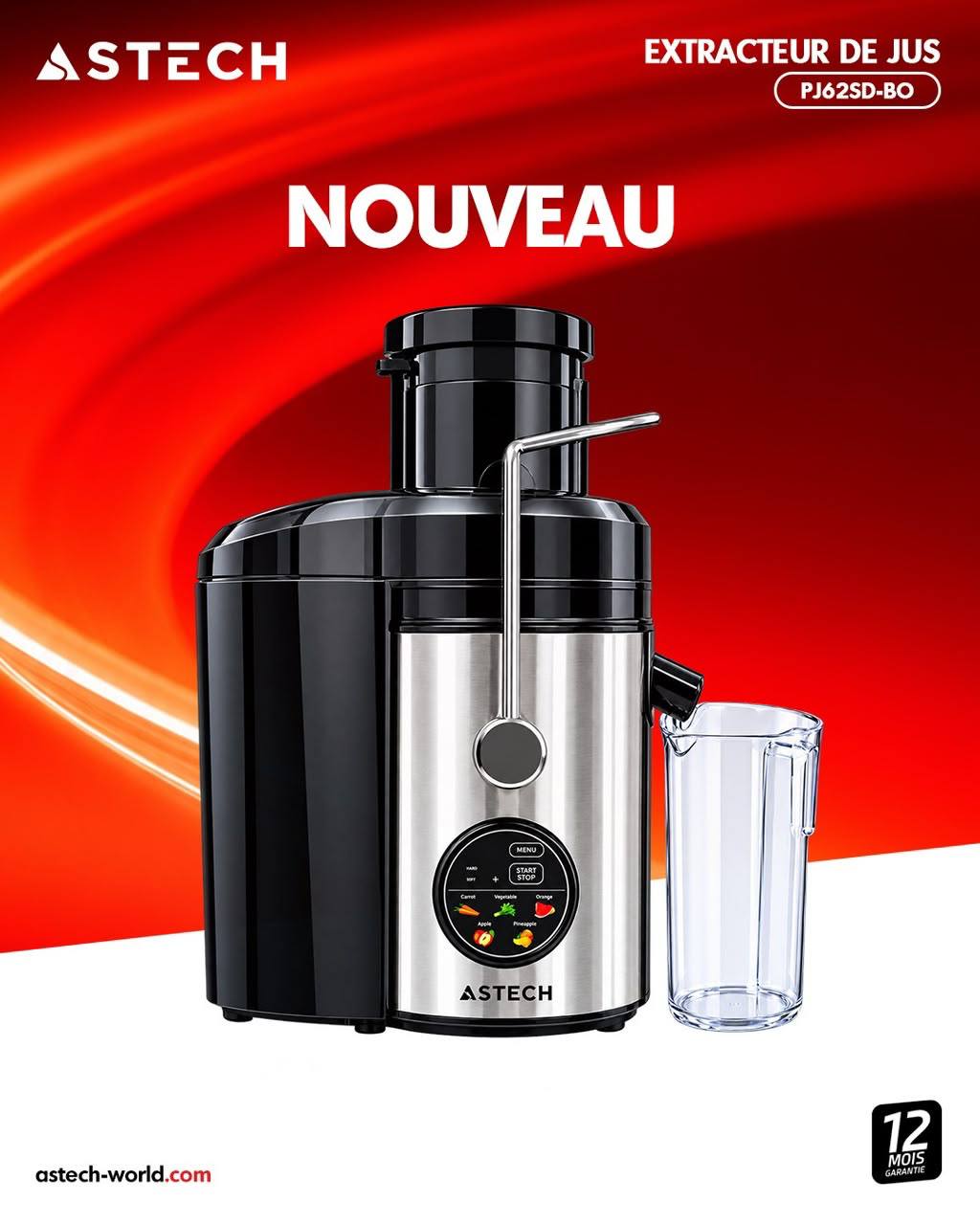 Astech Extracteur de jus Astech PJ62SD-BO By Astech